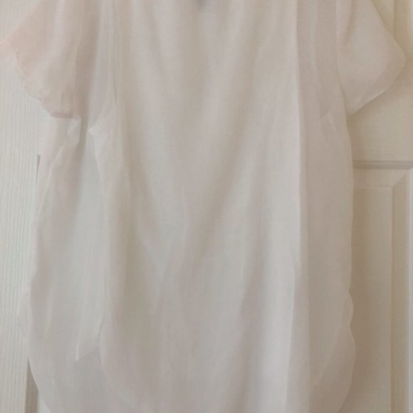 Ann Taylor white & sheer short sleeve blouse - Picture 2 of 7